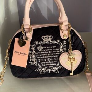Juicy Couture Black and Pink Satchel with Gold Accents